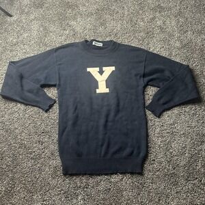 Varsity Letter Y Sweater Mens XS Navy Crewneck Knit Andrew Rohan Made USA